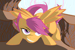 Size: 3600x2400 | Tagged: safe, artist:necroex, derpibooru import, scootaloo, pegasus, pony, detailed background, female, filly, solo