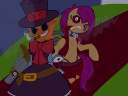 Size: 4000x3000 | Tagged: safe, artist:reneesdetermination, derpibooru import, motorloo, peacock (skullgirls), ponified, skullgirls