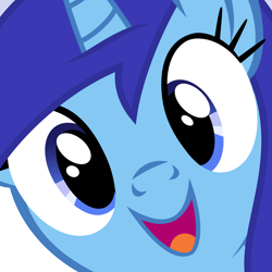 Size: 5000x5000 | Tagged: safe, artist:drpancakees, derpibooru import, minuette, pony, unicorn, absurd resolution, close-up, cute, face, female, hi anon, looking at you, mare, meme, minubetes, open mouth, open smile, smiling, smiling at you, solo
