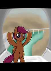 Size: 500x700 | Tagged: safe, artist:kloudmutt, scootaloo, pony, bipedal, solo, the fugitive