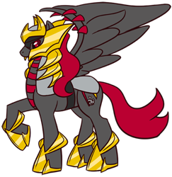 Size: 468x481 | Tagged: safe, artist:otakugal15, derpibooru import, pegasus, pony, armor, giratina, legendary pokémon, pokémon, ponified, ponymon, raised hoof, simple background, transparent background