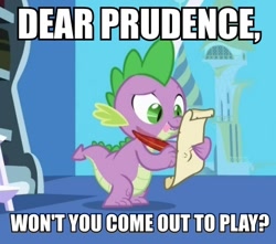 Size: 436x386 | Tagged: safe, derpibooru import, edit, edited screencap, screencap, spike, dragon, friendship is magic, caption, dialogue, image macro, letter, male, meme, quill, reference, song reference, spike's love letters, text, the beatles, tongue out