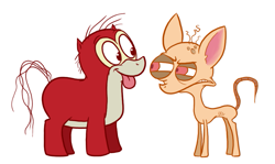 Size: 1015x606 | Tagged: safe, artist:hotdiggedydemon, ponified, ren and stimpy, simple background, white background