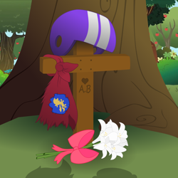 Size: 6000x6000 | Tagged: safe, artist:matty4z, derpibooru import, apple bloom, scootaloo, sweetie belle, absurd resolution, bow, cape, clothes, death, flower, grave, helmet, memorial, sad, shadow