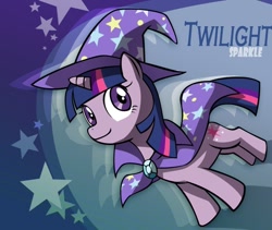 Size: 852x719 | Tagged: safe, artist:dawkinsia, derpibooru import, trixie, twilight sparkle, pony, unicorn, cape, clothes, cosplay, female, hat, mare, solo, the great and powerful twilight, trixie's cape, trixie's hat