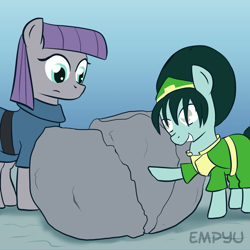 Size: 1000x1000 | Tagged: safe, artist:empyu, maud pie, 30 minute art challenge, avatar the last airbender, blind, crossover, not tom, ponified, toph bei fong