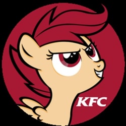 Size: 420x420 | Tagged: safe, derpibooru import, scootaloo, kfc, parody, scootachicken