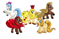 Size: 900x600 | Tagged: safe, artist:shidus, derpibooru import, g3, beyonce, katy perry, ke$ha, lady gaga, ponified, ponified celebrity, rihanna