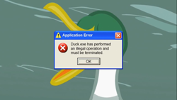 Size: 1366x768 | Tagged: safe, derpibooru import, duck, pavarotti, ponies the anthology ii, solo, windows, windows xp