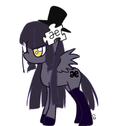Size: 461x473 | Tagged: safe, ae-tan, clothes, encyclopedia dramatica, hat, monocle, monocle and top hat, ponified, socks, stockings, top hat