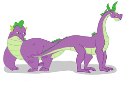 Size: 1272x890 | Tagged: safe, artist:angel147196, derpibooru import, spike, dragon, secret of my excess, the cutie mark chronicles, adult spike, comparison, cutie mark chronicles spike, older, older spike, spikezilla