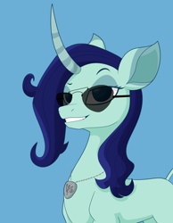 Size: 7000x9000 | Tagged: safe, artist:imposter dude, oleander, unicorn, them's fightin' herds, alternate color palette, bust, commission, community related, glasses, half body, jewelry, looking at you, necklace