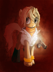 Size: 560x768 | Tagged: safe, artist:averagedraw, derpibooru import, unicorn, gun, heather mason, konami, ponified, silent hill, solo