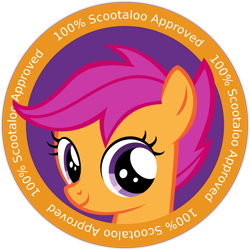 Size: 7000x7000 | Tagged: safe, artist:uxyd, derpibooru import, scootaloo, absurd resolution, image macro, seal of approval