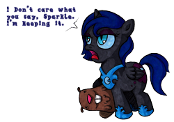 Size: 1378x964 | Tagged: safe, artist:darkone10, derpibooru import, nightmare moon, beaver, pony, crossover, cute, filly, gravity falls, legend of the gobblewonker, nightmare woon, woona