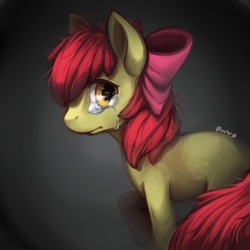 Size: 500x500 | Tagged: safe, artist:mousu, derpibooru import, apple bloom, crying, dark, solo