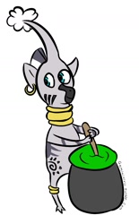 Size: 919x1480 | Tagged: safe, artist:geminiviris, derpibooru import, zecora, 30 minute art challenge, cauldron, crossover, pikmin, simple background, species swap, white background