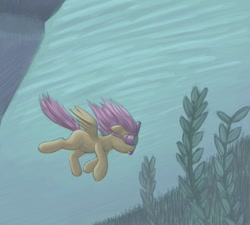 Size: 1000x900 | Tagged: safe, artist:lurarin, derpibooru import, scootaloo, snorkel, swimming, underwater