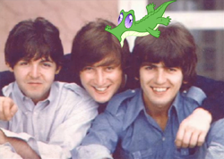 Size: 1024x728 | Tagged: safe, derpibooru import, gummy, george harrison, irl, john lennon, paul mccartney, photo, ponies in real life, the beatles