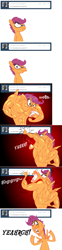 Size: 808x3280 | Tagged: safe, artist:brutamod, derpibooru import, scootaloo, ask, ax brutaloo, brutaloo, comic, muscles, overdeveloped muscles, strongaloo, tumblr