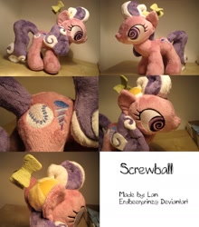 Size: 1566x1782 | Tagged: safe, artist:erdbeerprinz, derpibooru import, screwball, pony, custom, cute, doll, hat, irl, photo, plushie, propeller hat, swirly eyes, toy