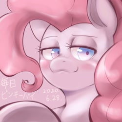 Size: 1536x1536 | Tagged: safe, artist:kurogewapony, pinkie pie, earth pony, pony, :3, daily pinkie pie, female, japanese, smiling, smug, solo