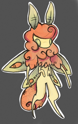 Size: 420x670 | Tagged: safe, artist:sparkdust, derpibooru import, carrot top, golden harvest, moth, mothpony, original species, cute, cutie top, mothified, species swap