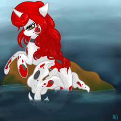 Size: 900x900 | Tagged: safe, artist:miss-vani, derpibooru import, oc, oc only, merpony, pony, unicorn, necklace, water