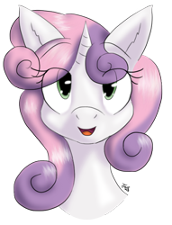 Size: 510x667 | Tagged: safe, artist:tunderi, derpibooru import, sweetie belle, bust, looking at you, portrait, solo