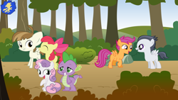 Size: 1600x900 | Tagged: safe, artist:luuandherdraws, derpibooru import, apple bloom, featherweight, rumble, scootaloo, spike, sweetie belle, dragon, cutie mark crusaders, featherbloom, female, male, rumbloo, shipping, spikebelle, straight