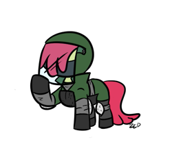 Size: 505x457 | Tagged: safe, artist:autonomous-zed, derpibooru import, apple bloom, armor, bomb squad, solo