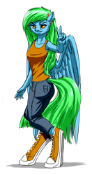 Size: 1004x1904 | Tagged: safe, artist:mykegreywolf, oc, oc only, oc:jade meteor, anthro, unguligrade anthro, armpits, converse, hoof shoes