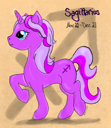 Size: 600x696 | Tagged: safe, artist:exsayittykay, derpibooru import, oc, oc only, pony, unicorn, sagittarius, zodiac