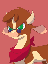 Size: 6000x8000 | Tagged: safe, artist:imposter dude, arizona cow, cow, them's fightin' herds, beef, community related, food, meat, simple background, solo, sunglasses