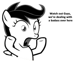 Size: 623x511 | Tagged: safe, scootaloo, grayscale, image macro, meme, monochrome, rage face, reaction image, simple background, solo