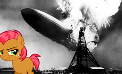 Size: 1019x623 | Tagged: safe, babs seed, pony, one bad apple, hindenburg, irl, photo, ponies in real life, vector, zeppelin