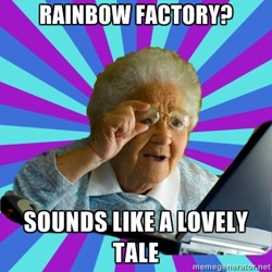 Size: 400x400 | Tagged: safe, derpibooru import, fanfic:rainbow factory, barely pony related, image macro, internet grandma surprise, meme, this will end in tears