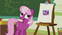 Size: 1920x1080 | Tagged: safe, screencap, cheerilee, earth pony, pony, call of the cutie, 80s, 80s cheerilee, animation error, apple, cheerilee's clipboard meme, classroom, exploitable meme, female, food, mare, meme, meme origin, ponyville schoolhouse, solo