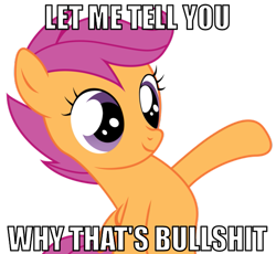 Size: 633x583 | Tagged: safe, scootaloo, image macro, simple background, transparent background, vector, vulgar