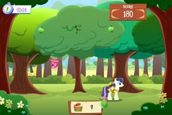 Size: 960x640 | Tagged: safe, derpibooru import, bon bon, sweetie drops, earth pony, pony, apple, female, game screencap, gameloft, green apple, mare