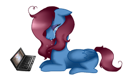 Size: 778x475 | Tagged: safe, artist:rozenpandachan, oc, oc only, pegasus, pony, fanfic:my little dashie, computer, crying, fanfic, sad