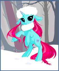 Size: 1167x1400 | Tagged: safe, artist:pony-boggle, snow, snowcatcher, solo, winter