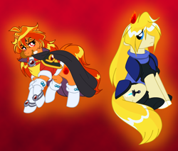 Size: 1000x852 | Tagged: safe, artist:akuoreo, derpibooru import, food, gourry gabriev, lina inverse, ponified, slayers