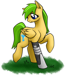 Size: 850x1000 | Tagged: safe, artist:stardustxiii, derpibooru import, oc, oc only, oc:gold star, cyborg, automail, prosthetics, solo