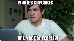 Size: 636x357 | Tagged: safe, derpibooru import, human, fanfic:cupcakes, anthony padilla, image macro, irl, irl human, photo, reaction, smosh