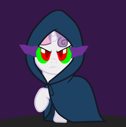 Size: 1384x1400 | Tagged: safe, sweetie belle, cloak, clothes, dark magic, sombra eyes