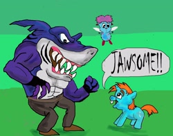 Size: 3488x2728 | Tagged: safe, artist:raggyrabbit94, snips, barbie, bibble, crossover, lee tockar, ripster, street sharks, voice actor joke