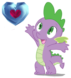 Size: 387x427 | Tagged: safe, artist:mailbox, derpibooru import, spike, dragon, happy, heart, piece of heart, the legend of zelda