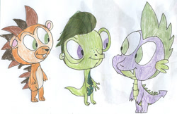 Size: 900x583 | Tagged: safe, artist:sithvampiremaster27, spike, dragon, crossover, littlest pet shop, russell ferguson, vinnie terrio