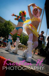 Size: 630x960 | Tagged: safe, artist:electrokittenz, derpibooru import, human, cosplay, dancing, indy pride festival, irl, irl human, photo